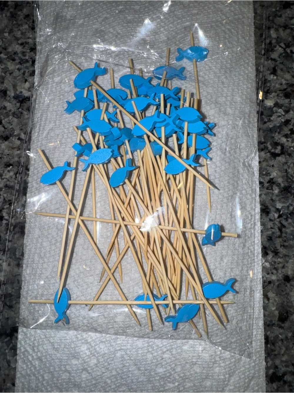 🐟Blue Fish Bamboo Cocktail Picks Party Skewers